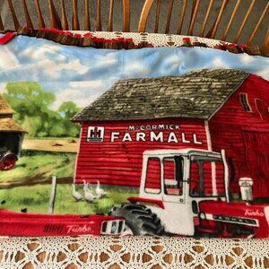 Handmade IH McCormick Farmall Reversible to Red Fleece Blanket